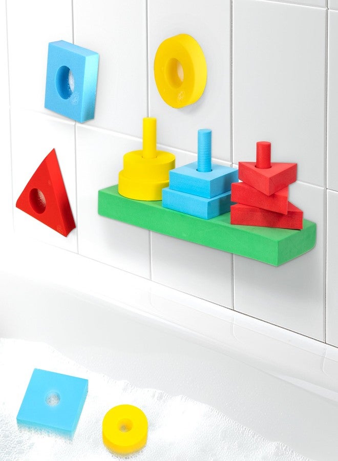 GiftAmaz 3-in-1 Bath Toys for Toddlers 1-3, Mold Free Foam Sorting & Stacking Sensory Toys - Suction Cup, Shape Color Size Learning Water Toy, Montessori Baby Bathtub Wall Toy for Kids Ages 1-3 2-4 - Image 1